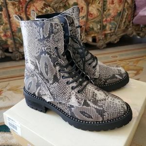 Snakeskin combat boots